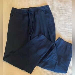 Gap Easy Pant linen chino drawstring size small navy blue